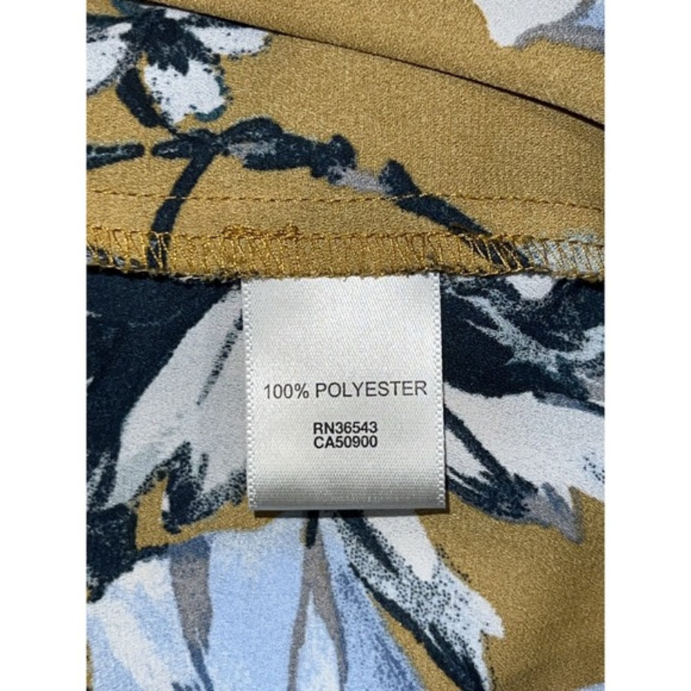 Van Heusen Top Women's Size‎ XXL Mustard Blue Floral 3/4 Sleeve Pullover Blouse - Picture 9 of 10
